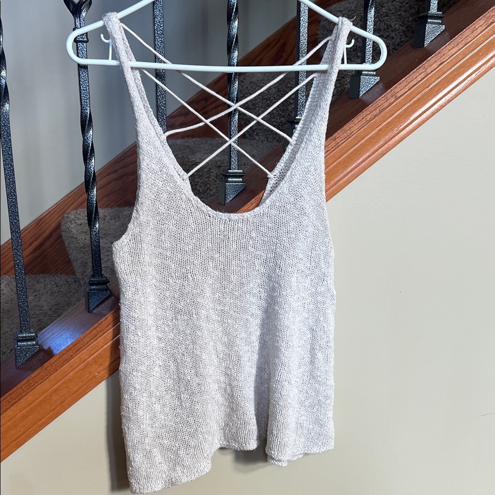 American Eagle Outfitters Light Gray Knit Tank Top